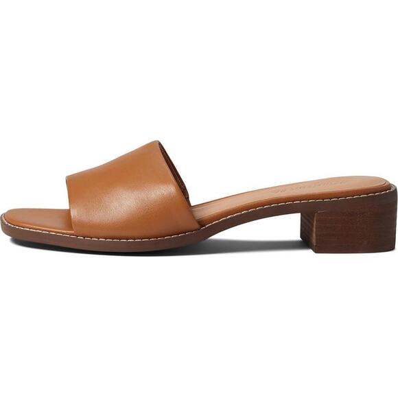 Madewell Cassady Brown Leather Square Toe Mules Slip On Heels Size 10 - Picture 4 of 7